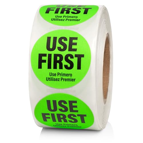 1000 Labels Use First Stickers for Food Service, 1.5-inch Wide, by Sutter Signs - color: Green