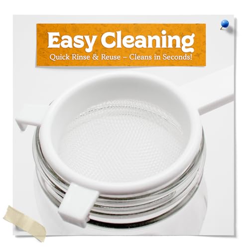 Fermentaholics 3" Nylon Mesh Strainer – Exact Fit for Wide Mouth Mason Jars – White Plastic Versatile Kitchen Strainer for Straining & Transferring – Kefir, Kombucha, Canning, Tea, Juicing – 2 Pack