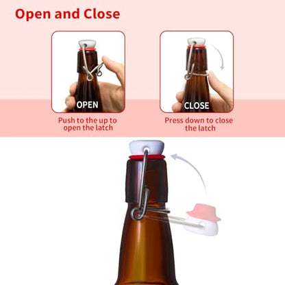 12oz Amber glass bottle with Airtight Stopper Lids (10 Pack) -Swing Top Glass Bottles-Flip Top Brewing Bottle for Fermentation, Kombucha, Mead, Vinegar, Beer, Kefir, Wine,Soda,whisky - size: 12oz