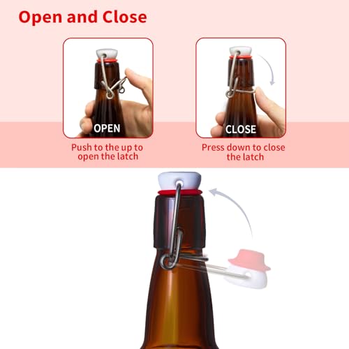 12oz Amber glass bottle with Airtight Stopper Lids (10 Pack) -Swing Top Glass Bottles-Flip Top Brewing Bottle for Fermentation, Kombucha, Mead, Vinegar, Beer, Kefir, Wine,Soda,whisky - size: 12oz