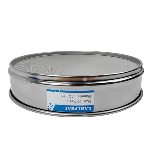 35 Mesh Lab Sieves 12" Diameter 304 Stainless Steel Wire Cloth Test Sieve for Industrial Laboratory Home - size: 35 mesh