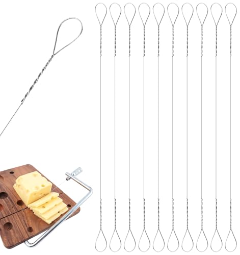 10 Pcs Cheese Cutting Wire Replacement, 5.5" Stainless Steel Replacement Wires for Cheese Slicer, Easy To Use Wires for Marble Cheeses Slicer, Egg & Butter (Fits Slicing Board)