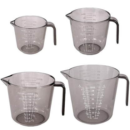 4 Cup Measuring Cups Sets,4 Sizes 150/300/600/1000ML,Liquid Measuring Cups For Kitchen BPA Free Plastic with Nozzle Handle Multiple Measurement Scales Thick (Black)