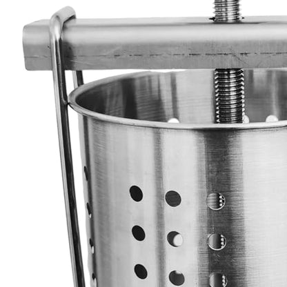 Manual Fruit Press, 304 Stainless Steel Vegetable Squeezer for Honey, Juice, Cheese, Oil, Wine, 1.5L Small Extraction Barrel for Home Kitchen, Farmhouse, with 2 Filter Mesh (1 pcs)