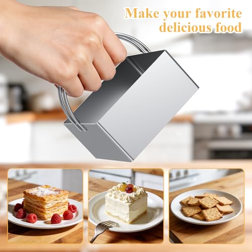 Biscuit Cutter Set of 10 pcs, Square and Fluted Cookie Cutter Set with Handle, Stainless Steel Round Biscuit Cutters, Professional Baking Dough Tools - size: 2 set