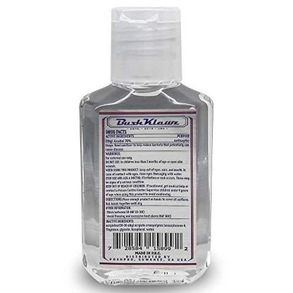 BushKlawz Hand Sanitizer with Alcohol 2oz Travel Size 70% Alcohol No Rinse Instant Clean with No Water Needed 24 Bottles (24x Retail Bulk Pack)