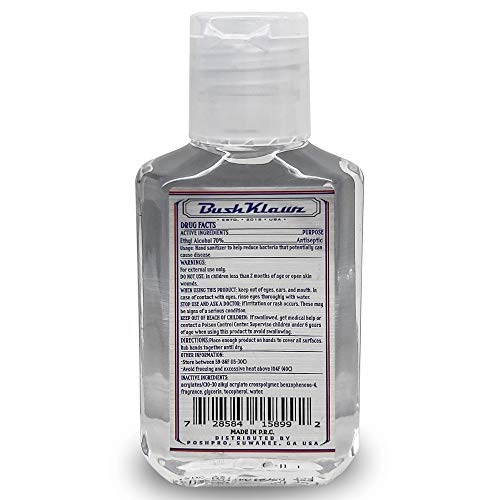 BushKlawz 2oz Hand Sanitizer Bulk Pack 96 Piece No Rinse 75% Alcohol Travel Size Individual (Bulk 96 Pack)