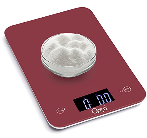Ozeri Touch Professional Tempered Glass Digital Kitchen Scale, Red Engine - color: Red Engine