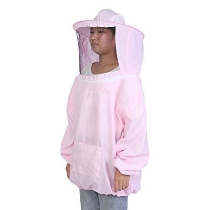 Beekeeping Suit,Apiarist,Beekeeping Jacket with Sheepskin Gloves & Ventilated Fencing Veil Hood,Professional Beekeeper Suit Outfit,Protective Suit Bee Keeping Equipment(Pink)