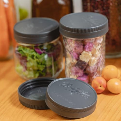 Yodecy 16 Pack Gray Plastic Mason Jar Lids, One-piece Lid without Silicone Ring, 8 Wide Mouth & 8 Regular Mouth Mason Jar Lids, Fit Ball, Kerr and More(Gray) - color: Gray