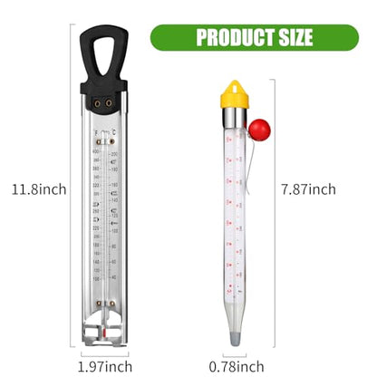 Candy Thermometer with Pot Clip and Hanging Hook, 2026 New Stainless Steel Deep Fry Oil Thermometer Instant Read Cooking Thermometer for Food, Oil/Candy/Fry/Jam/Sugar/Syrup/Jelly Food Thermometer