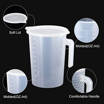 PATIKIL Graduated Beaker, 5000ml PP Plastic Liquid Measuring Cup Double Sided Graduations with Handle Lid and Spout for Lab Kitchen Home - size: 5000ml