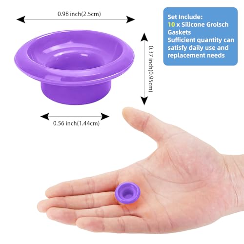 10PCs Dopamine color Silicone Gaskets Washers Seals for Cap Swing Flip Top for Home Brew Beer Soda Bottle Sealing (Neon Purple) - color: Neon Purple