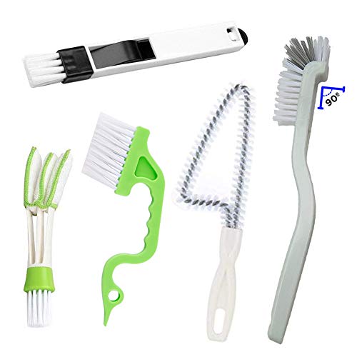 5Pcs Crevice Cleaning Brush Set, Hard Bristle Grout Brush for Window Track, Tile Lines, Sink Corners, Small Gaps, Bottles & Blinds