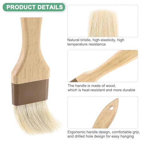 M METERXITY 2-Pack Pastry Brush, Wooden Handle Natural Bristle Basting BBQ Oil Brush for Cooking/Barbecue/Kitchen [1.6"] - size: 1.6"