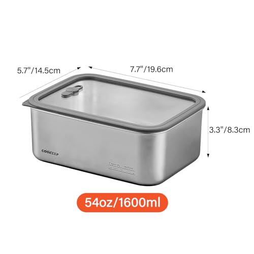 54oz/1600ml Stainless Steel Food Containers,Stainless Steel Containers with Lids,Snack Containers,Lunch Box,Easy Clean,Airtight & Leakproof for Kitchen Storage,Dishwasher Safe,BPA-Free - size: Medium Box(54oz/1600ml)