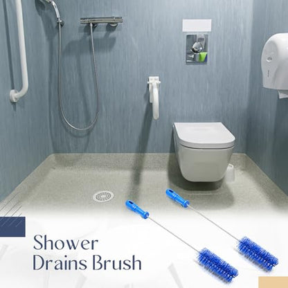 Baderke 2 Pieces Drain Brush Pipe Cleaning Tube Brushes 19.7 Inch Plastic Shower Pipe Flexible Cleaning Tool(Blue,19.7 x 2 Inch) - color: Blue, size: 19.7 x 2 Inch