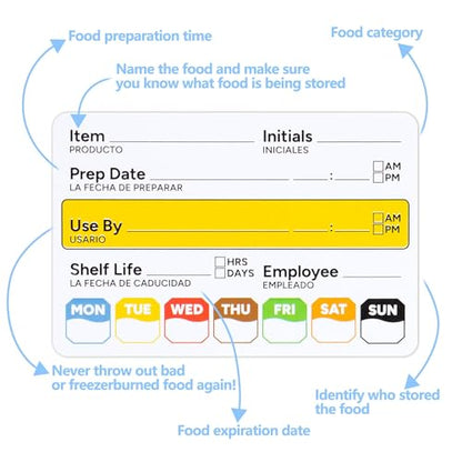 Restaurant Quality Shelf Life Food Rotation Labels Vinyl, 2” x 3” Self-Adhesive Removable Freezer Food Labels, Perfect for Reusable Containers, Easy to Remove, Food Safety Date Sticker (3 PCS) - style: 3 PCS