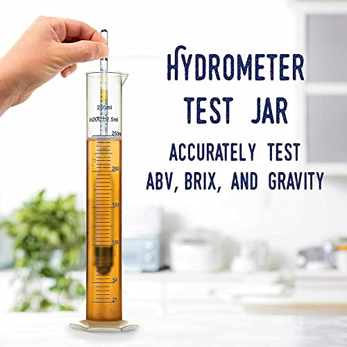 Triple Scale Hydrometer for Home Brewing Beer, Wine, Mead and Kombucha with Glass Test Jar Acessories Storage Box