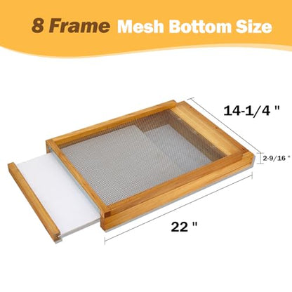 8 Frame Beehive Screened Bottom Board,Langstroth Bee Hive Pre-Coated with Beeswax,Include Entrance Reducer