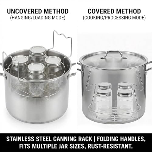 2pcs 10 Inch Stainless Steel Canning Rack with Jar Lifter Tongs Set - Heavy Duty Canning Basket for Water Bath Canner & Pressure Canner - Fits Stock Pot, Mouth Quart Jars for Home Canning (10 inch) - size: 10 inch