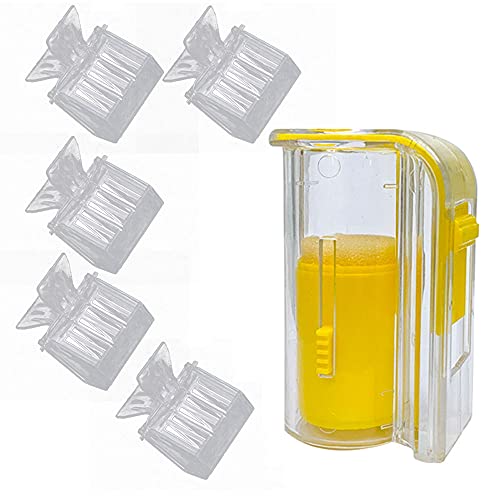 Bee Queen Clips Catcher 5 PCS Plastic Transparent with Bee Queen Marker Bottle Beekeepers Mark Tool (Yellow Marker Bottle +5 pcs Clip)