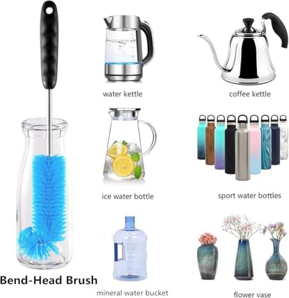 4 Pack Bottle Brush Cleaning Set,Multi-Function Long Handle Bottle Cleaner for Glasswares, Travel Coffee Mugs, Narrow Cup,Straw Cleaning Brush,Food Jars, Sinks, Cup Cover Supplies (4 Pack)