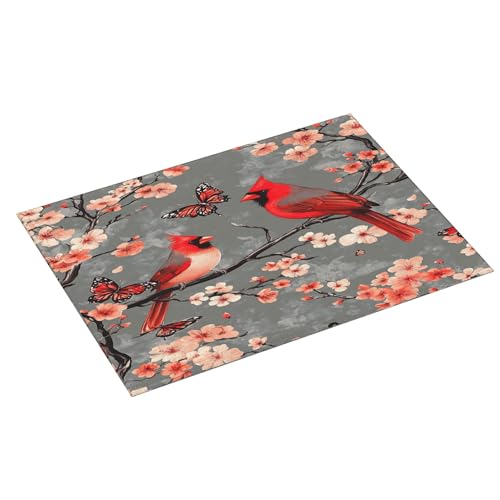 Cardinal Birds Dish Drying Mat for Kitchen Counter Microfiber Super Absorbent Non-Slip Dish Drying Pad for Countertops Dishes Utensils Stylish Quick-Dry Machine Washable 18x24 Inch - color: Cardinal Birds