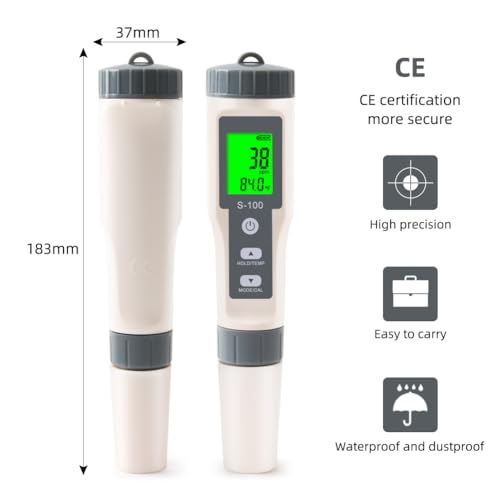 TDS Meter,4 in 1 Water Tester TDS/Salt/Temp/EC Meter,High Accuracy TDS Meter Digital Water Tester with LCD Backlit,Pool Testing Kit Salinity Tester EC Meter for hydroponics, Wine, Pool and Aquariums - size: 4-1