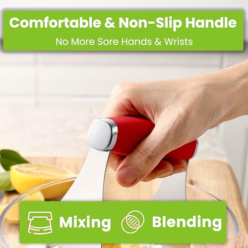 Spring Chef XL Stainless Steel Pastry Cutter Tool for Baking - Heavy Duty Dough Blender - Butter & Dough Cutter Tool with Sharp Blades - Pastry Blender for Easy Mixing - Dishwasher Safe - Red | Heavy Duty Dough Mixer with Stainless Steel Blades, Butter Cu