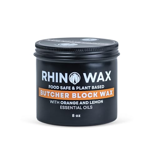 Rhino Wax Butcher Block Conditioner Wax - Large Size (8oz) - Natural Blend of Oils & Waxes (NO Mineral Oil) - Conditions, Seals, Protects, Food Safe - Butcher-Block Countertops - Made in the USA - size: 8 Ounce