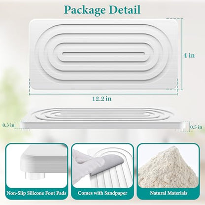 Water Absorbing Stone Tray, Quick Drying Diatomite Bathroom Tray Countertop, Stone Drying Mat for Kitchen Counter, Soap Dish Dispenser Vanity Organizer, White-A-12.2" x 4" - color: 12.2" X 4"-White-A