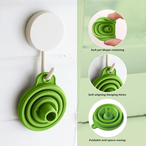 4 Pack Collapsible Silicone Funnels Kitchen Use Foldable Food Grade Liquid Transfer Tools Oil Water Spice Jar Bottle Filling, 12 g, 15 g, 20 g, 35 g - color: Green, size: 4Pack