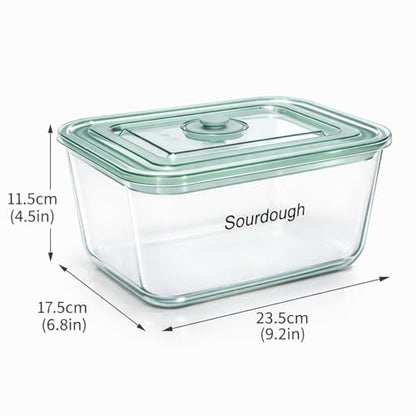 3L/101 oz Sourdough Starter Jar, Sourdough Bread Baking Supplies, Wide Mouth Glass Jar with Airtight Lid, Sour Dough Tools Kit, Food Storage Container for Kitchen Countertop, Rectangle, Clear - size: Rectangle