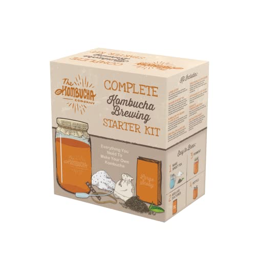 Kombucha Home Brewing Starter Kit | 5-Inch Large Scoby | Complete Kit with 16 oz Starter Tea, Brewing Jar & Supplies | Brew Unlimited Kombucha