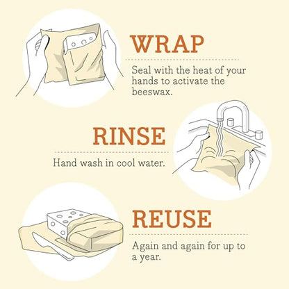 Bee's Wrap Vegan Beeswax Wraps for Food - 3 Pack of Assorted Beeswax Wraps - Small, Medium & Large Wrap - Plastic Free Made in USA Reusable Natural Food Wrap - Herb Garden Print - style: 3 Pack (Vegan Herb Garden)