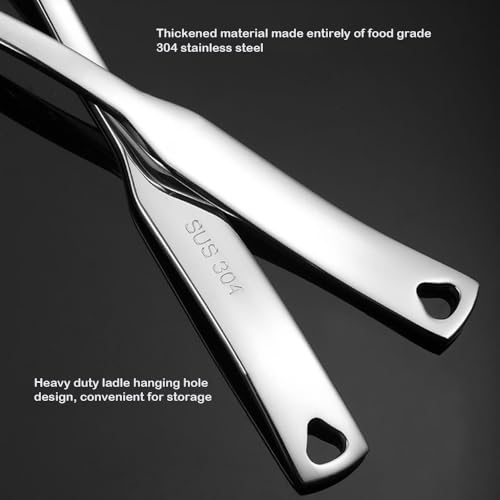 Soup Ladle 304 Stainless Steel Heavy Duty Ladle with Pour Spout for Soups, Stews, Cooking, and Broths,11.8 inch