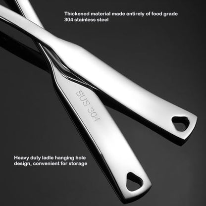 Soup Ladle 304 Stainless Steel Heavy Duty Ladle with Pour Spout for Soups, Stews, Cooking, and Broths,11.8 inch