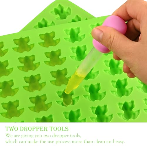 Sakolla Mini Frog Candy Molds, 100 Cavities Silicone Molds for Chocolate, Gummy, and Mints, Set of 2 with 2 Droppers (Green) - color: Mini Frog/Green