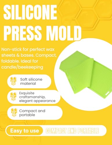 Silicone Beeswax Sheet Mold Press for Foundation Reusable Non-Stick Bee Wax Sheet Mold for Candle Making and Beekeeping Tools (2-Pack)