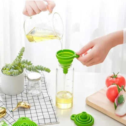 3 Pack Collapsible Silicone Funnels Kitchen Use Foldable Food Grade Liquid Transfer Tools Oil Water Spice Jar Bottle Filling, 12 g, 15 g, 38 g - color: Green, size: 3Pack
