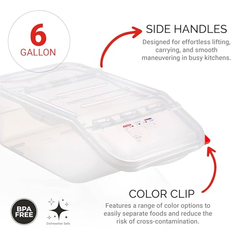 Araven Ingredient Bin, Storage Container for Large Quantity Ingredients, Use in Commercial or Home Kitchen, 6 Gallons, 6 Count, White