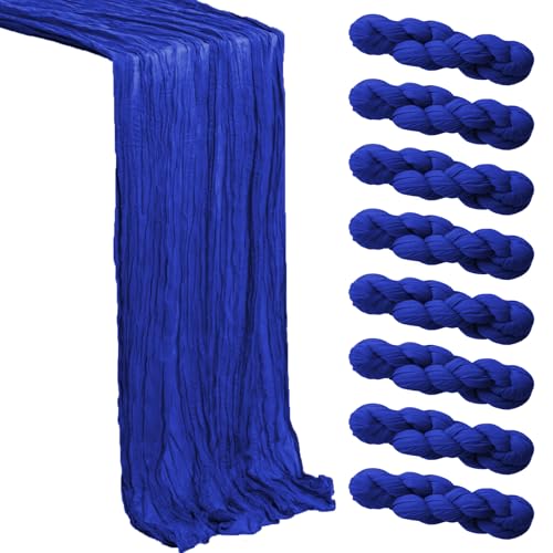 Royal Blue Cheesecloth Table Runner 8 Pack, 21x120 Inch Spring Easter Gauze Table Runner-Rustic Cheese Cloth Runners for Wedding, Bridal & Baby Shower, Birthday Party, Farmhouse & Holiday Table Decor - color: Royal Blue, size: 8Pack