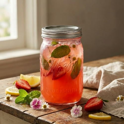 Rubtlamp Pink Mason jar 32 oz, 12 Pack Glass Jars - Wide Mouth Mason Jars with Airtight Lids for Pickling, Fermenting, Food Storage&DIY Crafts, Microwave & Dishwasher Safe - color: Pink
