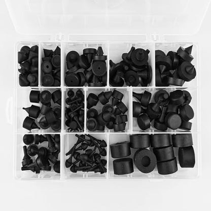 Automotive Rubber Bumper Assortment - Black Rubber Bumper Stopper, Compatible with Most Car Models - 12 Sizes