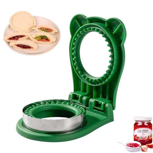 CHICHAUS Uncrustable Sandwich Maker,Sandwiches Pocket Circle Shape 3.7Inch Sandwich Cutter and Sealer,Sandwich Cutter for Kids Breakfast and lunchboxes (Green) - color: Green