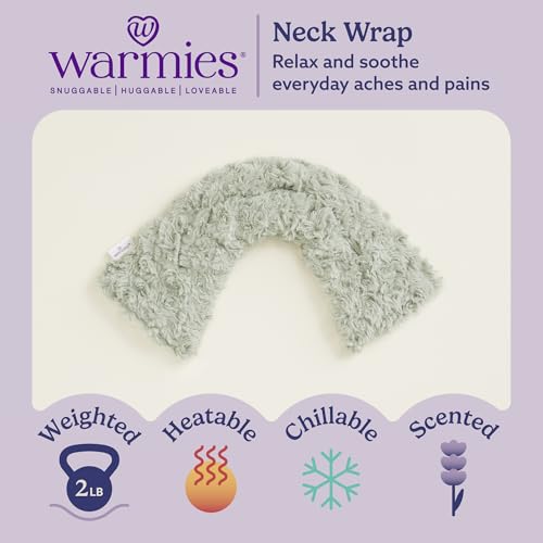 warmies Microwavable Neck & Shoulder Wrap - Heating & Cooling Plush Pad for Calming Relaxation - Weighted & Heated Neck Warmer with Scented Lavender - Microwave Heat Pad for Aches & Pain - Curly Sage - color: Curly Sage