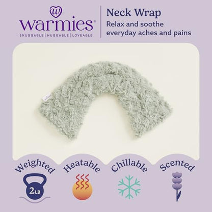 warmies Microwavable Neck & Shoulder Wrap - Heating & Cooling Plush Pad for Calming Relaxation - Weighted & Heated Neck Warmer with Scented Lavender - Microwave Heat Pad for Aches & Pain - Curly Sage - color: Curly Sage