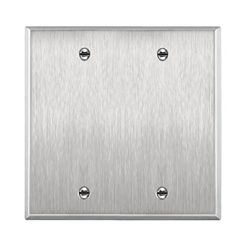 ENERLITES Blank Device Stainless Steel Wall Plate, Metal Corrosive Resistant Cover for Unused Outlets Light Switches Holes, Size 2-Gang 4.50" x 4.57", 7702, 430, UL Listed, Silver, 1 Pack - color: Stainless Steel, size: 2 Gang