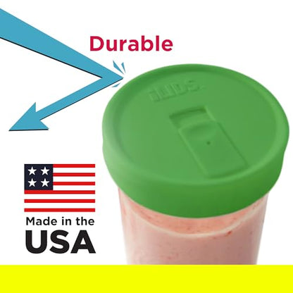 Wide-Mouth Mason Jar Drink Lid - USA Made, BPA-Free, Spill-Resistant for Coffee, Cold Brew & Iced Tea - Fits 3 3/8 in Ball & Kerr Wide Mouth - Pack of 2 - color: Grass Green